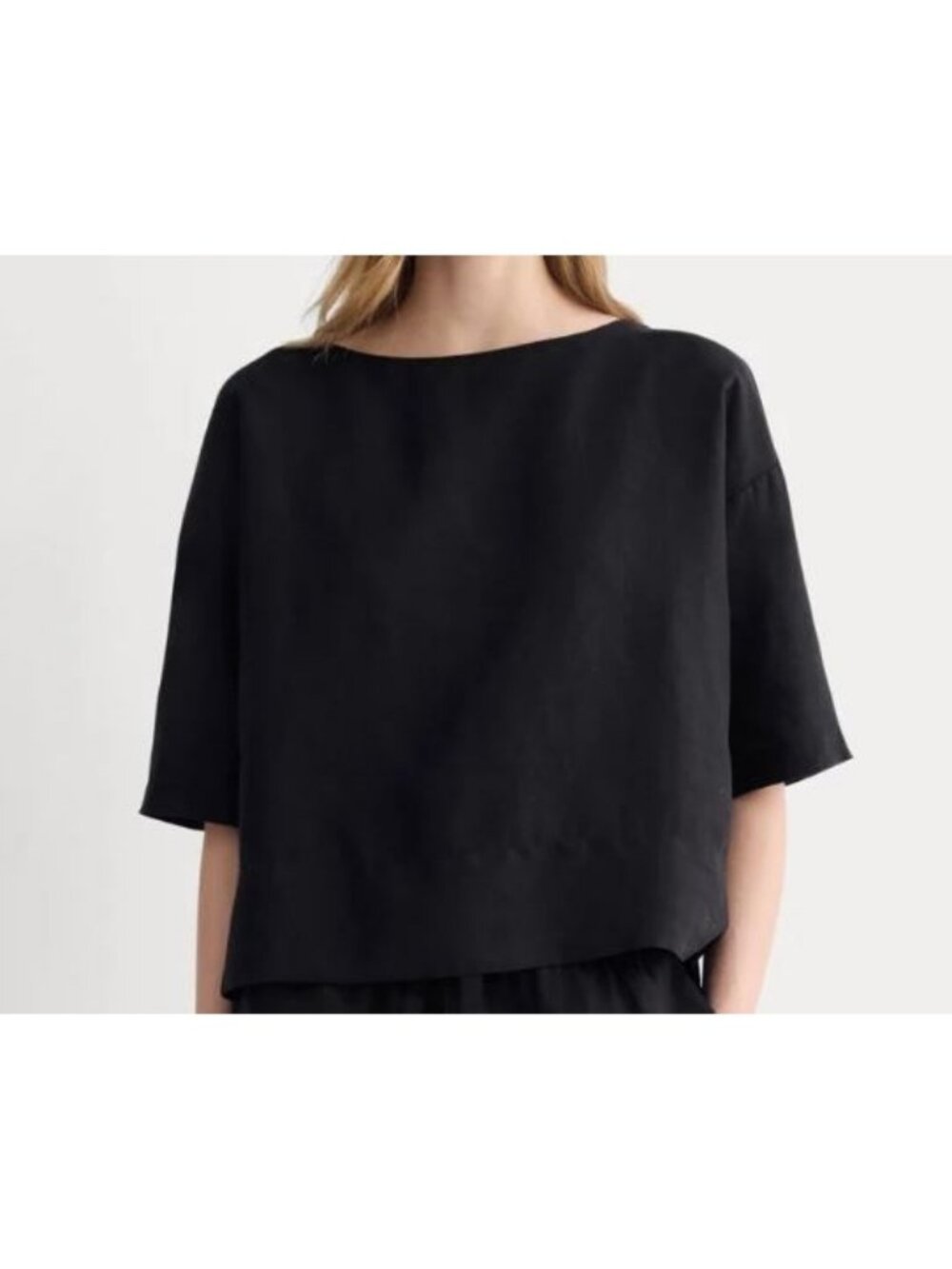 Everlane The Boatneck Top in Linen Black Size XS NWT